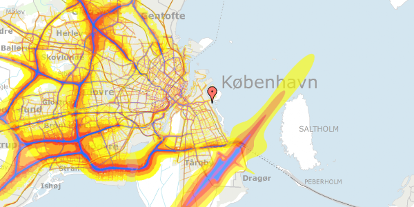 Trafikstøjkort på Yderlandsvej 25, 2300 København S