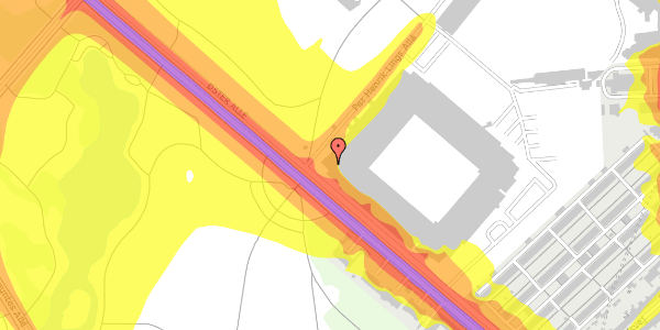 Trafikstøjkort på Øster Allé 56, 4. th, 2100 København Ø