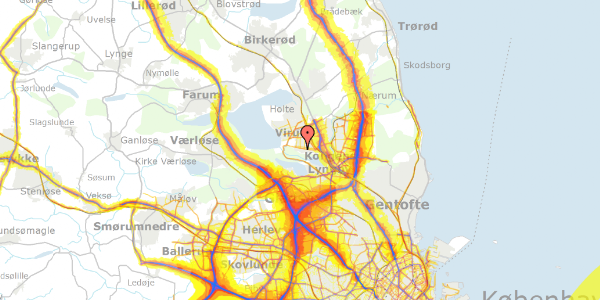 Trafikstøjkort på Kærmysse 21, 2830 Virum