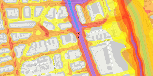 Trafikstøjkort på Strandboulevarden 89, 2100 København Ø