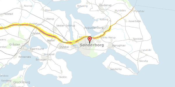 Trafikstøjkort på Sjællandsgade 25, 6400 Sønderborg