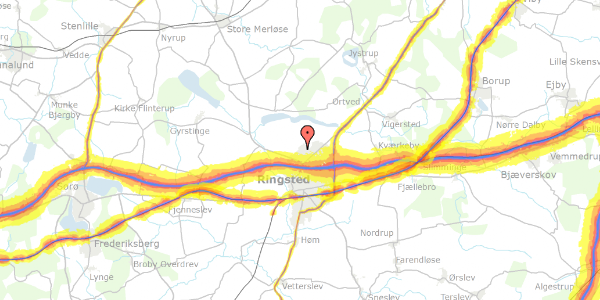 Trafikstøjkort på Fluebæksvej 182, 4100 Ringsted