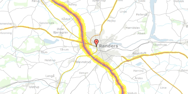 Trafikstøjkort på Gudenåvej 10, 1. , 8920 Randers NV