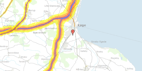 Trafikstøjkort på Hf. Kildemosegård I 39, 4600 Køge