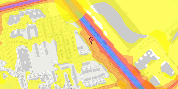 Trafikstøjkort på Firkløverparken 12, 2625 Vallensbæk