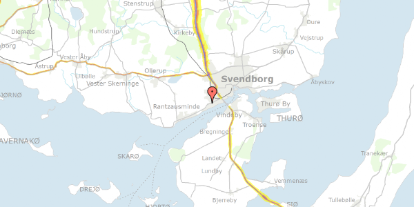 Trafikstøjkort på Kogtvedvej 128B, 5700 Svendborg