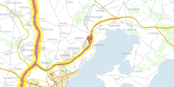 Trafikstøjkort på Lauritshøj 96, 8541 Skødstrup