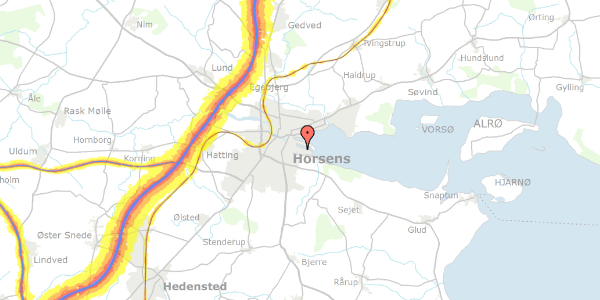 Trafikstøjkort på Endelavevej 13B, 8700 Horsens