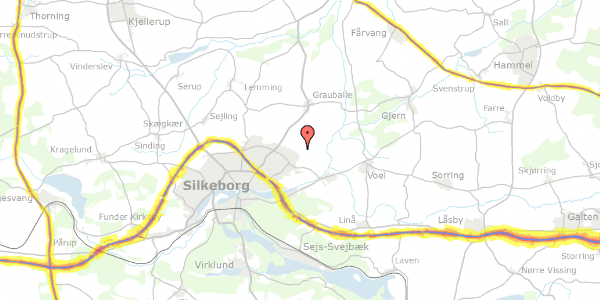 Trafikstøjkort på Tusindfryd 194, 8600 Silkeborg