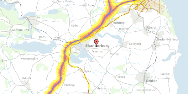 Trafikstøjkort på Fruering Skovmark 53, 8660 Skanderborg