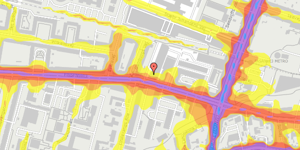 Trafikstøjkort på Finsensvej 14B, 2000 Frederiksberg