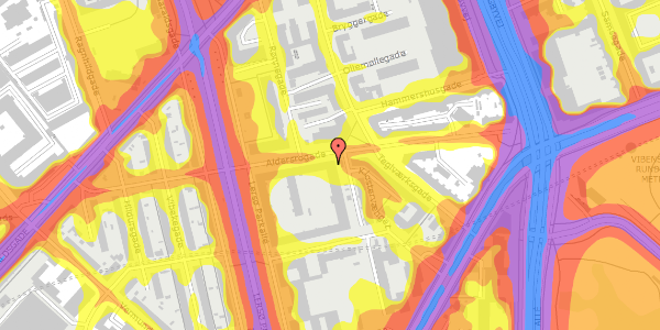 Trafikstøjkort på Aldersrogade 15, 2100 København Ø