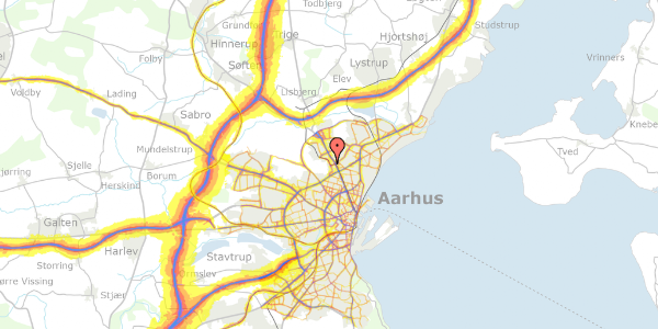 Trafikstøjkort på Olof Palmes Allé 11F, 8200 Aarhus N