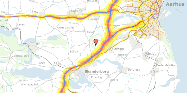 Trafikstøjkort på Jeksen Dalvej 39, 8362 Hørning