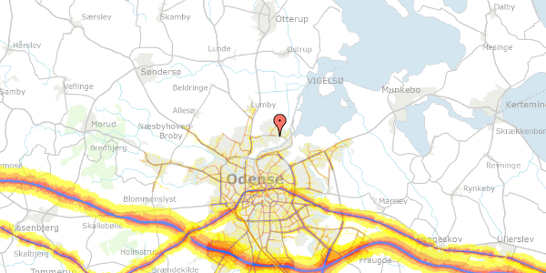 Trafikstøjkort på Hedelundhegnet 30, 5270 Odense N