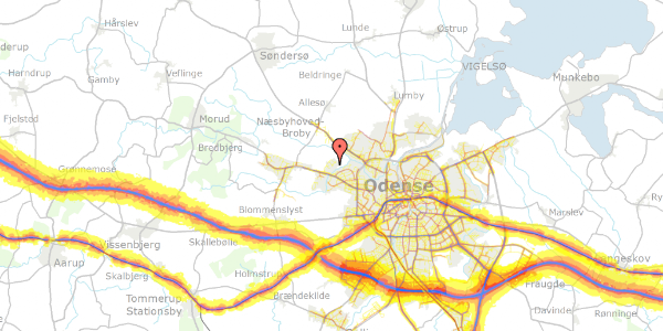 Trafikstøjkort på Villestofte Skovgyde 90, 5210 Odense NV