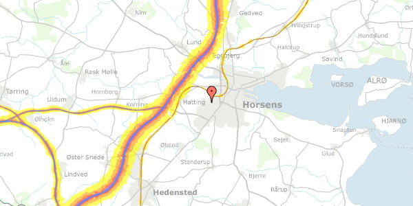 Trafikstøjkort på Kirsebærhegnet 1, 8700 Horsens