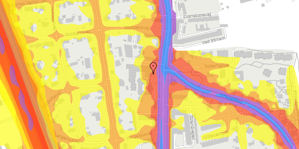 Trafikstøjkort på Strandvejen 91C, 1. 123, 2100 København Ø