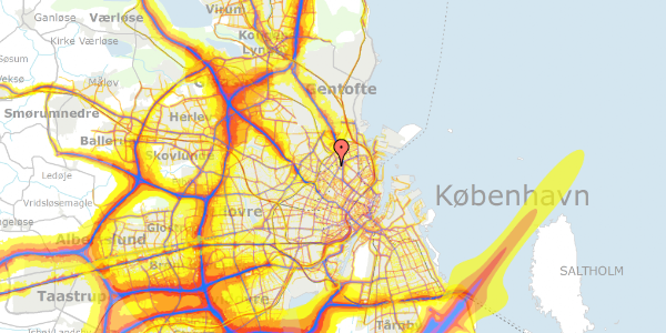 Trafikstøjkort på Titangade 9A, 3. , 2200 København N