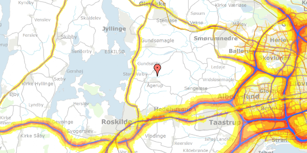 Trafikstøjkort på Lindebjergstien 44, 4000 Roskilde