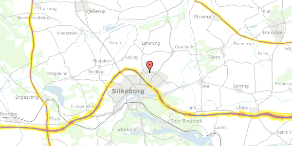 Trafikstøjkort på Ørstedsvej 1, 8600 Silkeborg