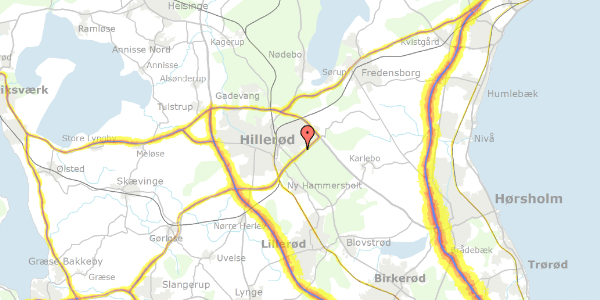 Trafikstøjkort på Skovstien 12, 3400 Hillerød