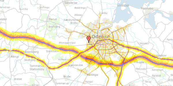 Trafikstøjkort på Vibelund Havekoloni 109, 5200 Odense V