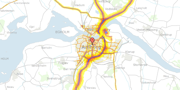 Trafikstøjkort på Hjulmagervej 54, 9000 Aalborg