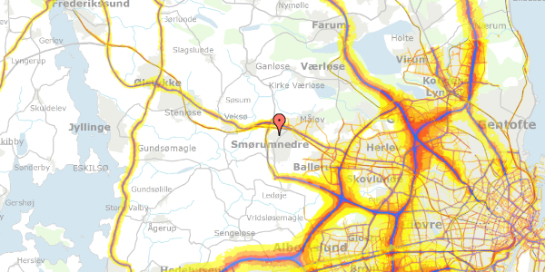 Trafikstøjkort på Kongevænget 19, 2765 Smørum