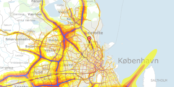 Trafikstøjkort på Rødhalsgangen 1, 2400 København NV