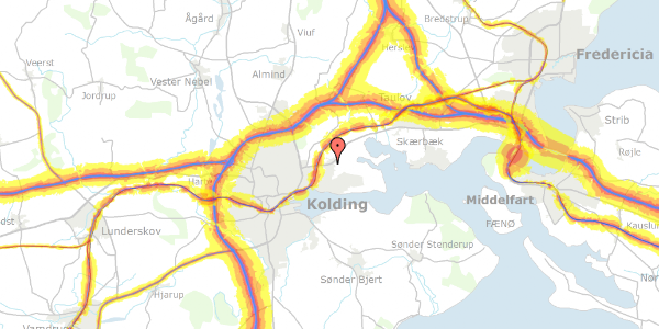 Trafikstøjkort på Nr. Bjertvej 72, 6000 Kolding