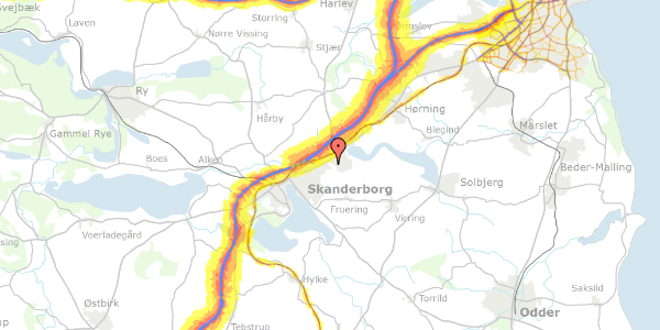 Trafikstøjkort på Skovsangervej 17, 8660 Skanderborg