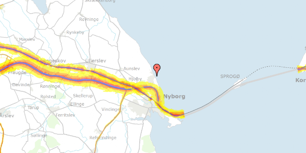 Trafikstøjkort på Skaboeshusevej 126B, 5800 Nyborg