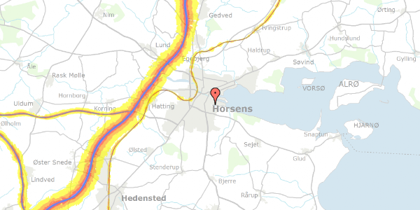 Trafikstøjkort på Hf Pilevænget 56, 8700 Horsens