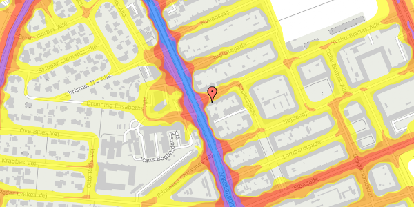 Trafikstøjkort på Tycho Brahes Allé 2, 2300 København S