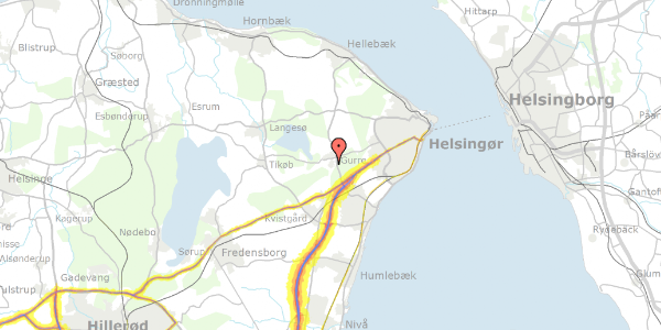 Trafikstøjkort på Ørumgårdsvej 1A, 3490 Kvistgård