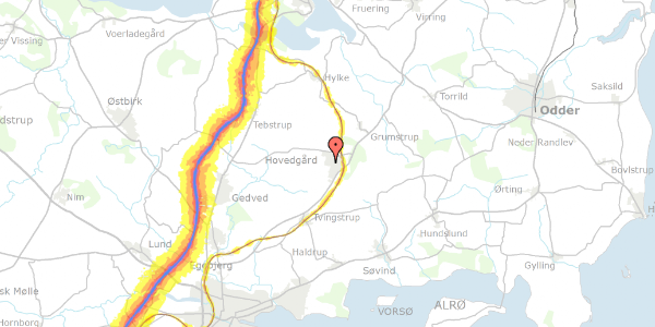 Trafikstøjkort på N P Danmarksvej 30, 8732 Hovedgård