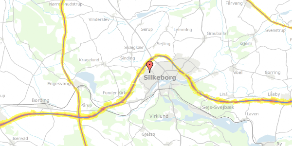 Trafikstøjkort på Buskelundskoven 25, 8600 Silkeborg