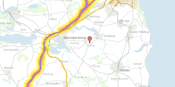 Trafikstøjkort på Johannelunden 11, 8660 Skanderborg