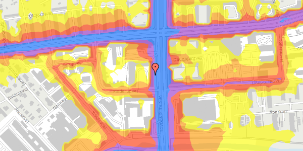 Trafikstøjkort på Finderupvej 2B, 2. mf, 8000 Aarhus C