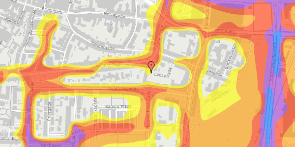 Trafikstøjkort på Løkkegade 28, 4. th, 9000 Aalborg