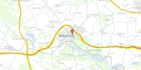 Trafikstøjkort på Lundsgade 2H, 8600 Silkeborg