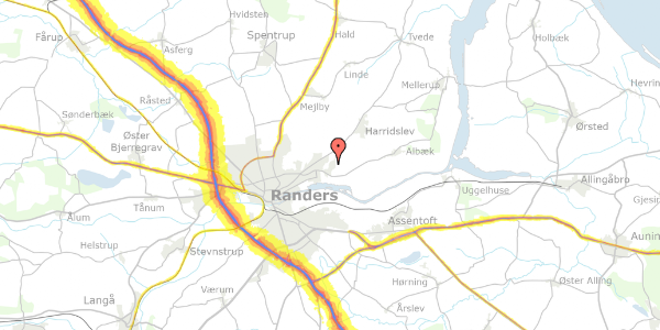 Trafikstøjkort på Røllikedalen 7, 8930 Randers NØ