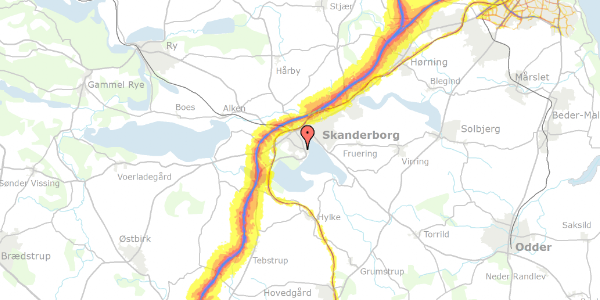 Trafikstøjkort på Ovenvande 1, 3. th, 8660 Skanderborg