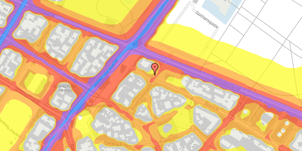 Trafikstøjkort på Rosenborggade 15, 1. th, 1130 København K