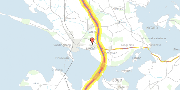 Trafikstøjkort på Nyraad Hovedgade 11B, 4760 Vordingborg