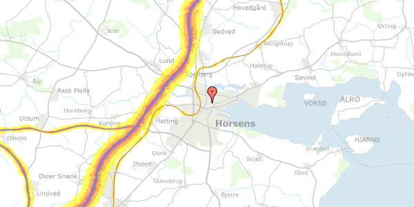 Trafikstøjkort på Grønnegade 1, 8700 Horsens