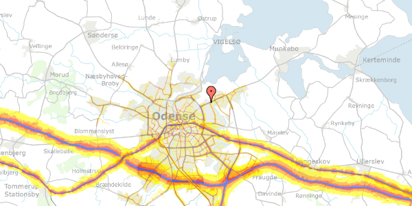 Trafikstøjkort på Martins Minde Havekoloni 229, 5240 Odense NØ