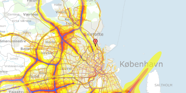 Trafikstøjkort på Rygårds Allé 131A, 2900 Hellerup