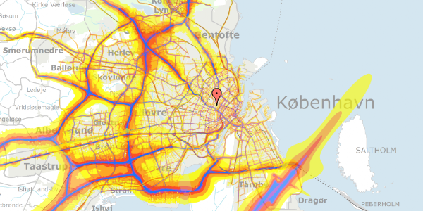 Trafikstøjkort på Rantzausgade 22A, kl. 34, 2200 København N